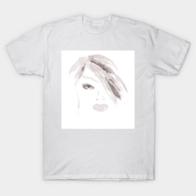 Woman face, portrait. Watercolor, art decoration, sketch. Illustration hand drawn modern painting T-Shirt by grafinya